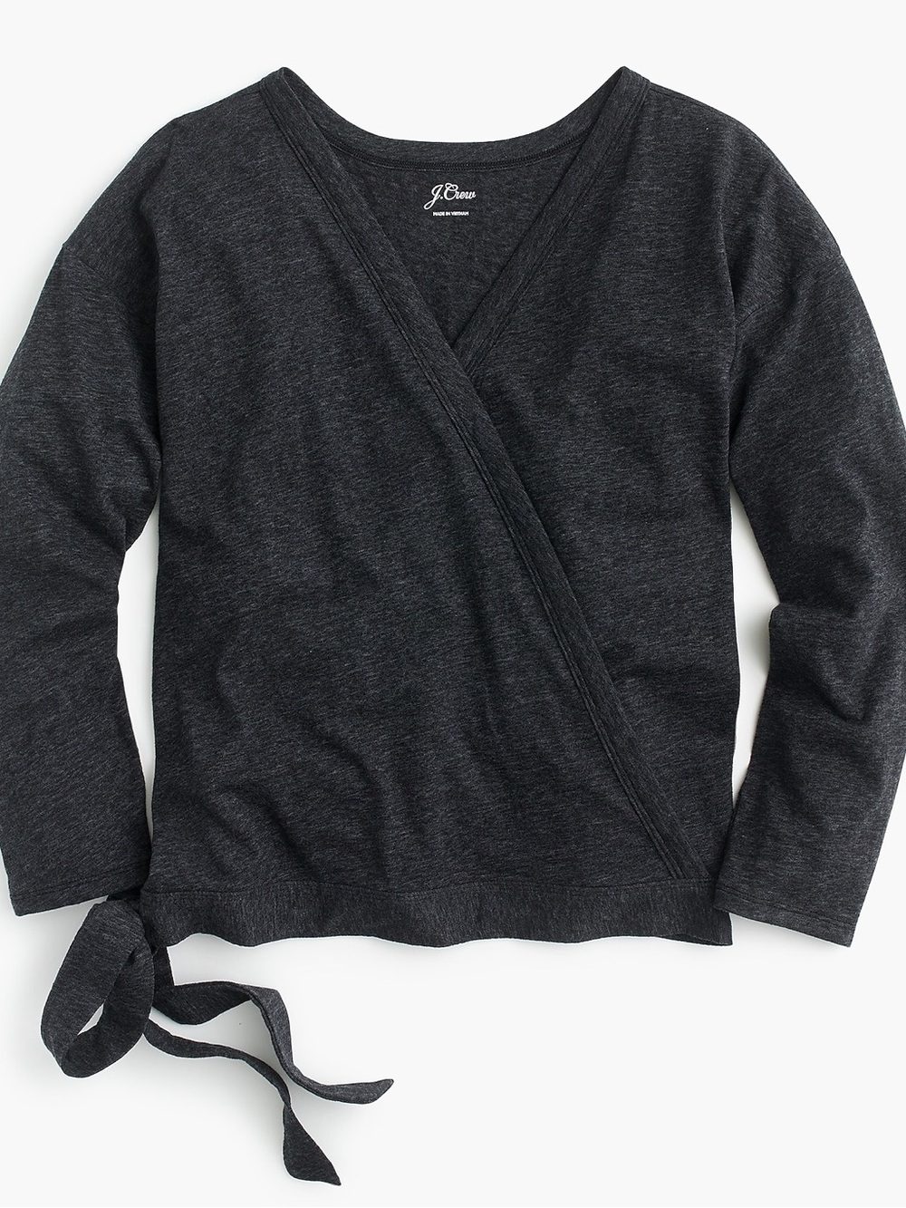 J.Crew Dark Heather Gray Wrap Shirt Top XL. Balletcore